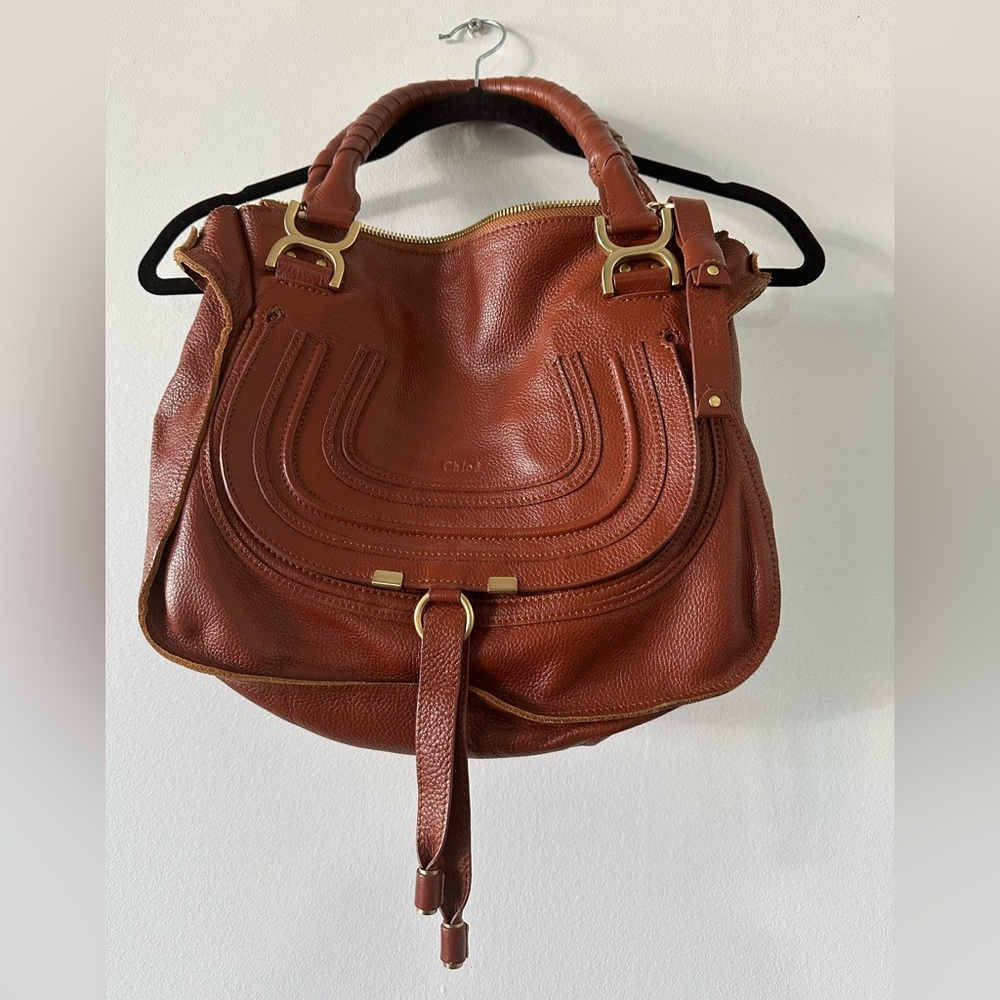 Chloe Marcie Brown Leather Shoulder Bag